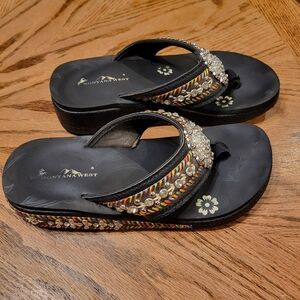 Elegant Black and Silver Beaded Sandals